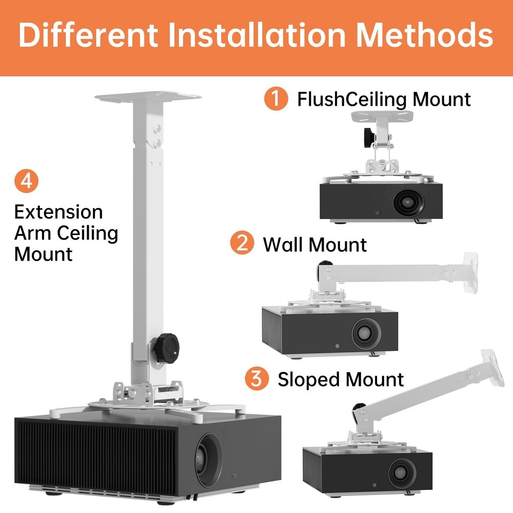 JOY worker Universal Projector Ceiling Mount Wall Bracket Holder Fits Flat or...