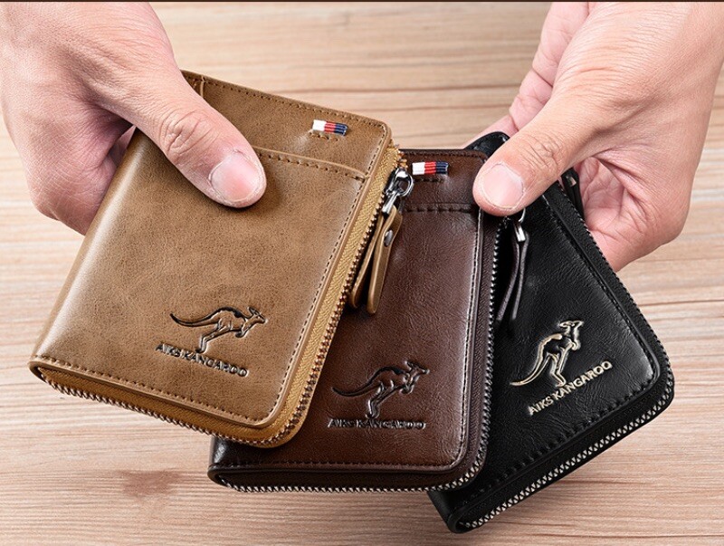Mens RFID Blocking Leather Wallet Credit Card ID Holder Zipper Purse Waterproof