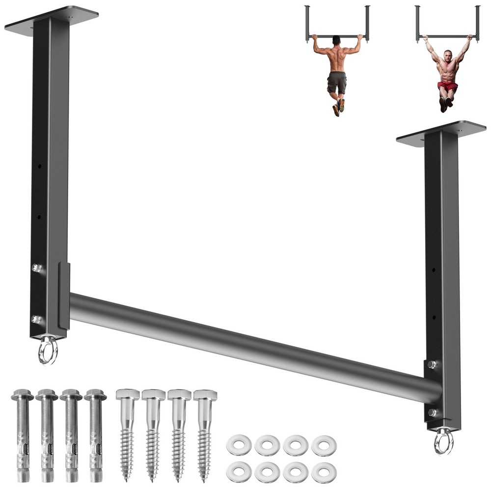 Ceiling Mounted Pull Up Bar, 3 Adjustable Heavy Duty Pull Up Bars, 16"/24" Ra...