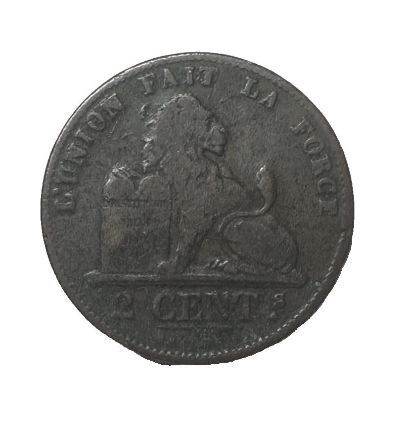 1875 Belgium 2 Centimes Coin