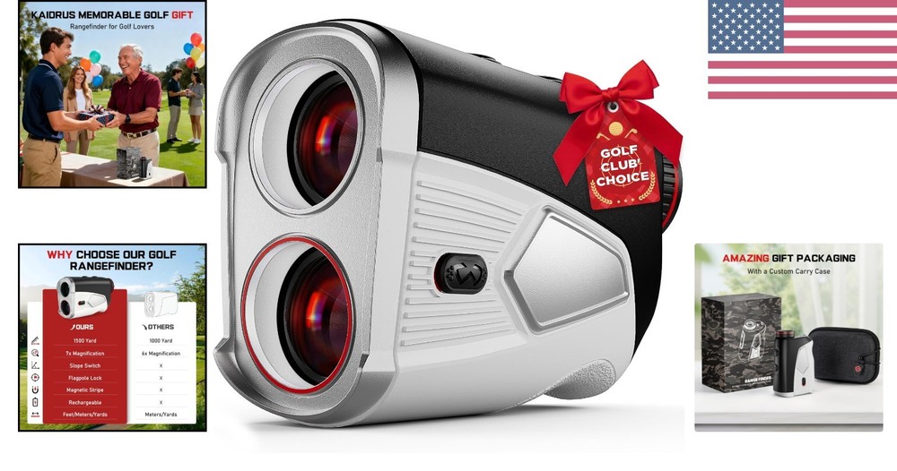 Quick-Lock Golf Rangefinder with Magnetic Mount & Vibration Feedback - 7X Zoom