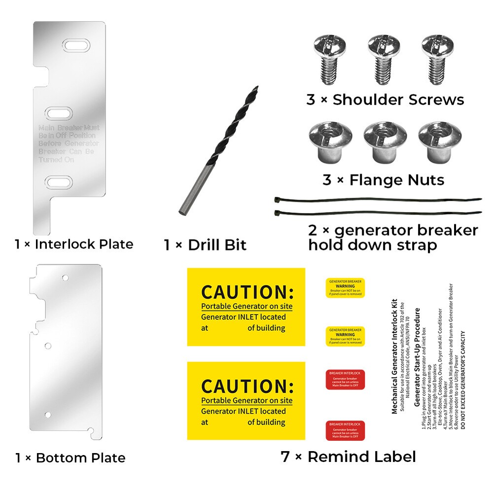 Generator interlock Kit For Square D 200 Amp Main Panel main Breakers