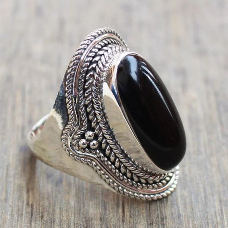 Black onyx Ring 925 Sterling Silver Band &Statement Ring Handmade Ring All size