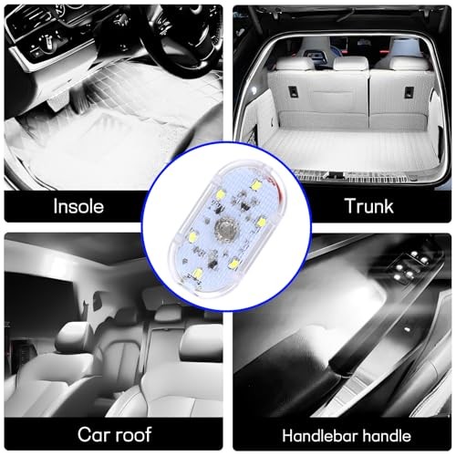 4 PCS Car LED Lights Interior Wireless, Super Bright Auto Interior 4PCS White