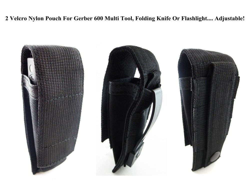 1 VELCRO & SNAP ATTACHMENTS Pouch For Gerber, Buck Multi Tool, 5" Folding Knife