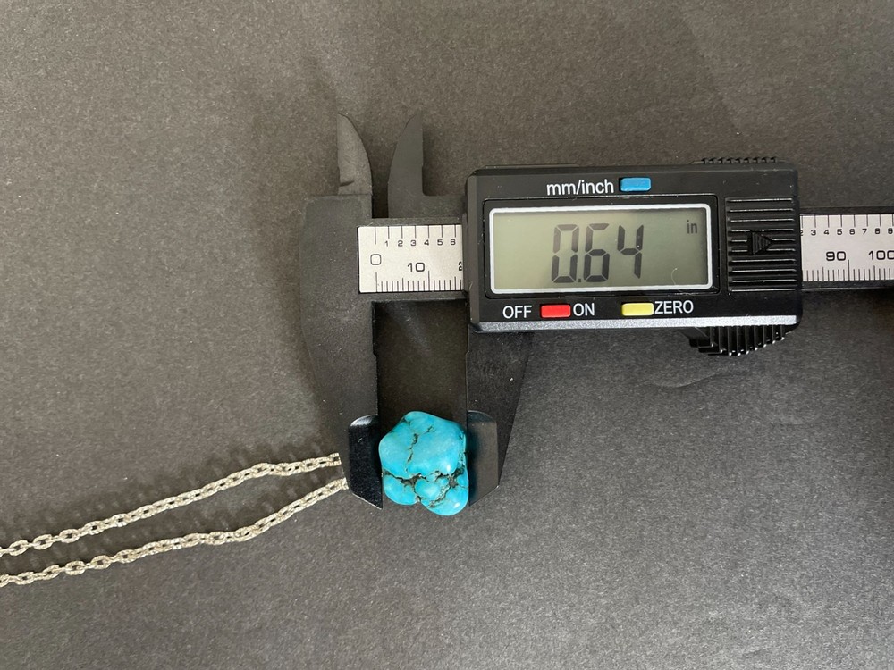 Turquoise Nugget Silver Tone Necklace