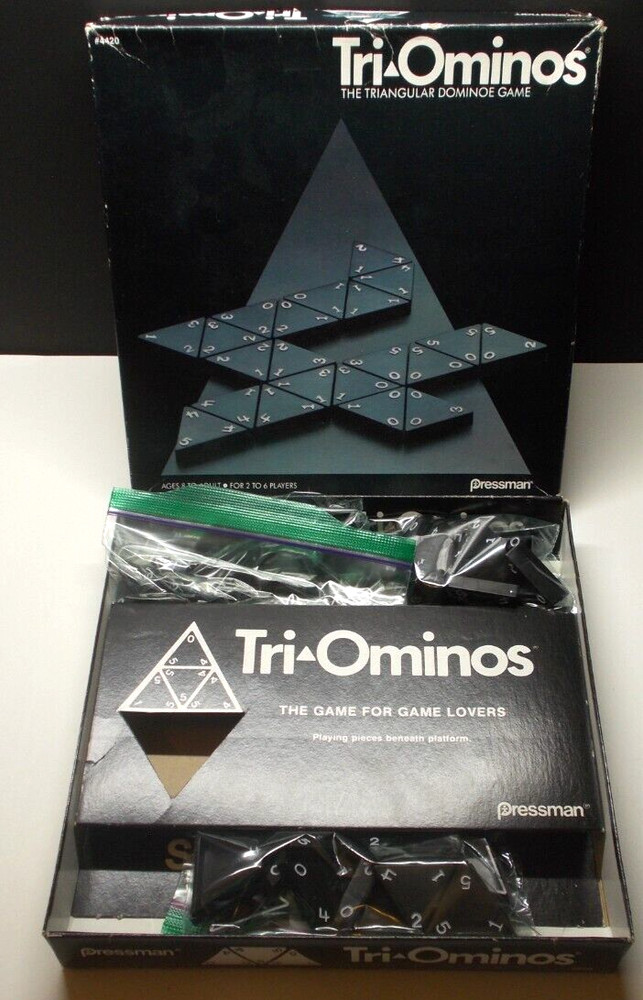 Vintage Pressman Tri-Ominos Triangular Dominos 1985 No. 4420 Complete