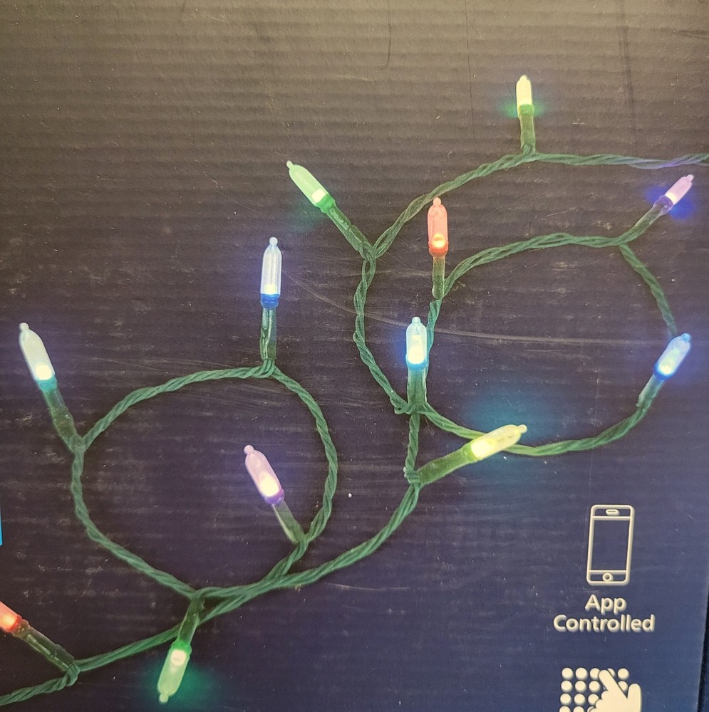 Philips Chromabright 150 Ct Mini String Lights 49’ App Control Christmas Holiday