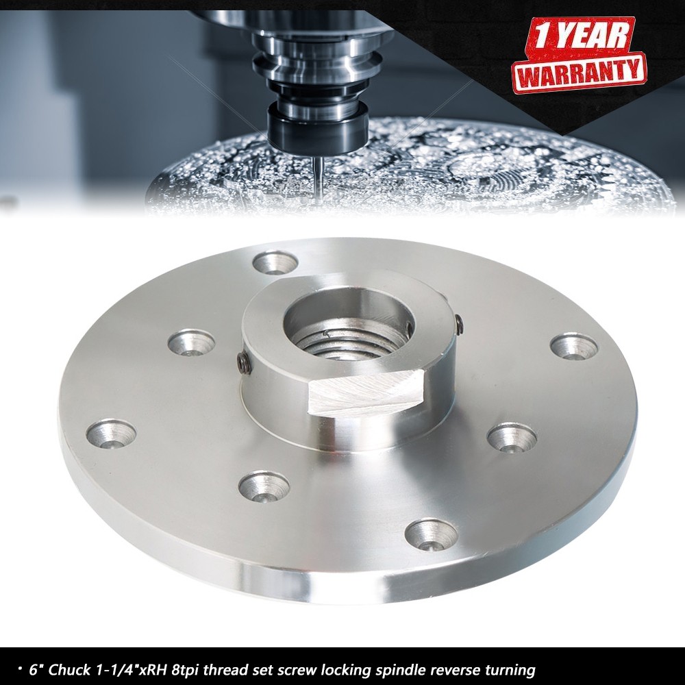 thread set screw locking spindle reverse turning 6" Chuck 1-1/4"xRH 8tpi