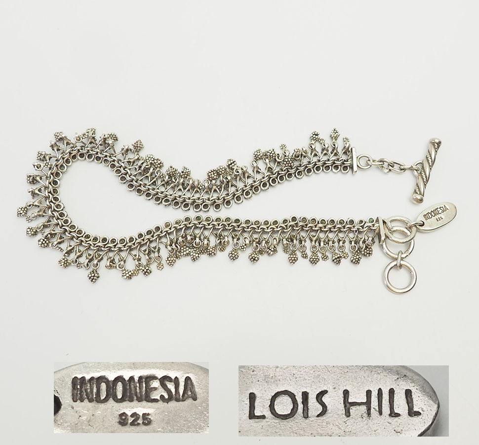 Lois Hill designer vintage sterling silver dangles anklet