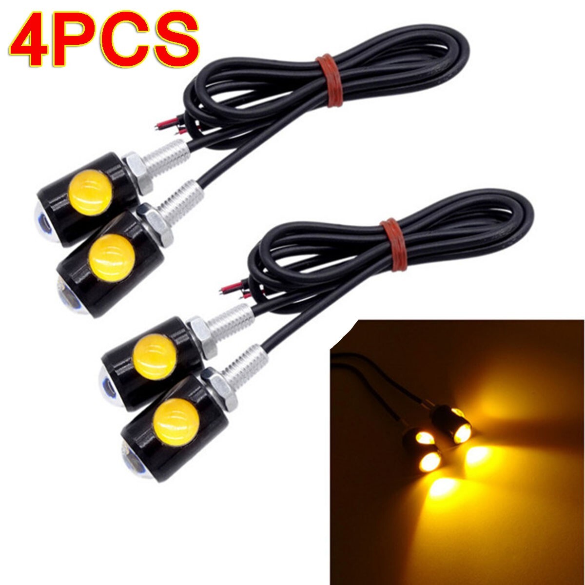 4X Universal Motorcycle Mini LED Turn Signals Indicator Amber Blinker Light Lamp
