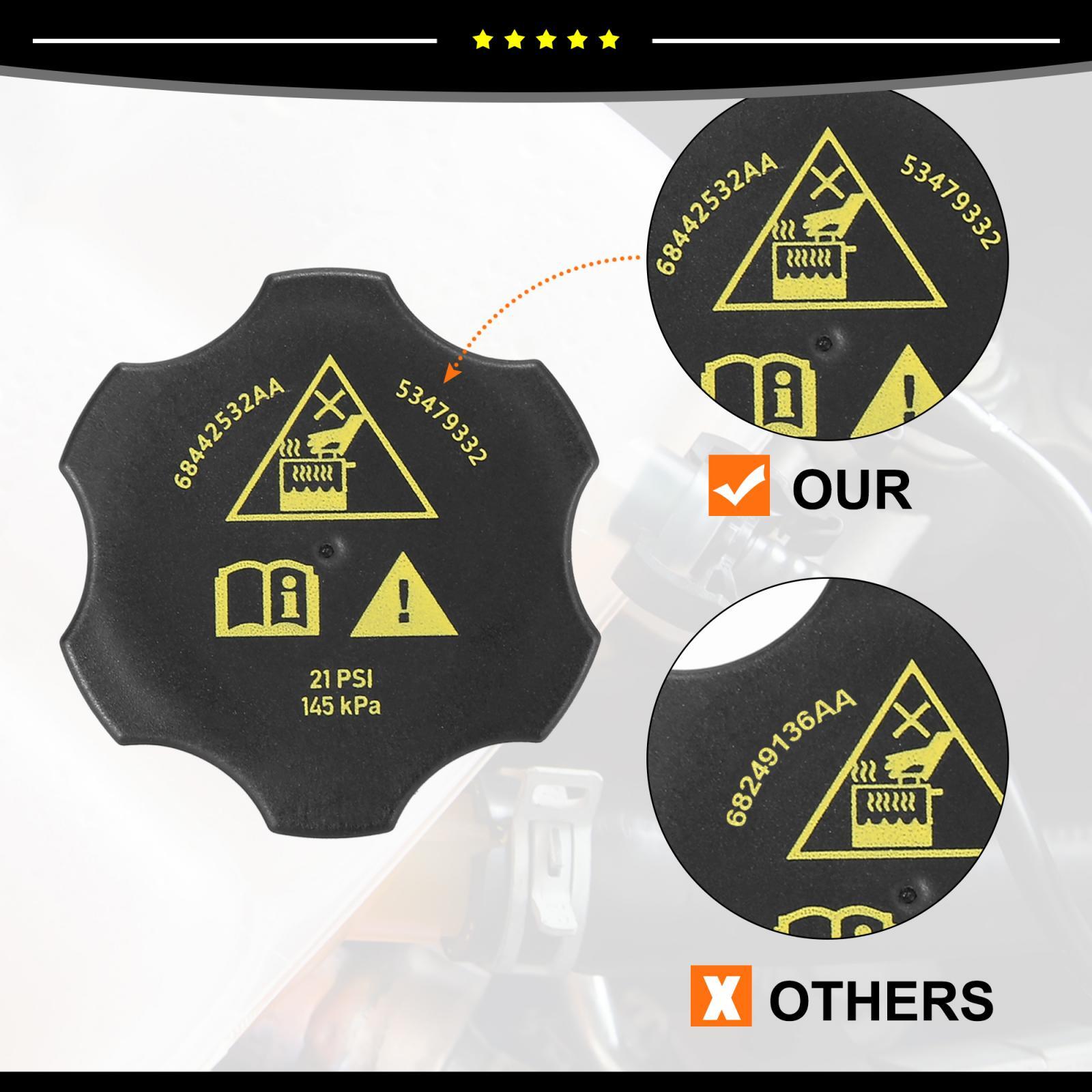 Radiator Coolant Recovery Cap 68442532AA for Jeep Grand Cherokee 2016-2021 Black