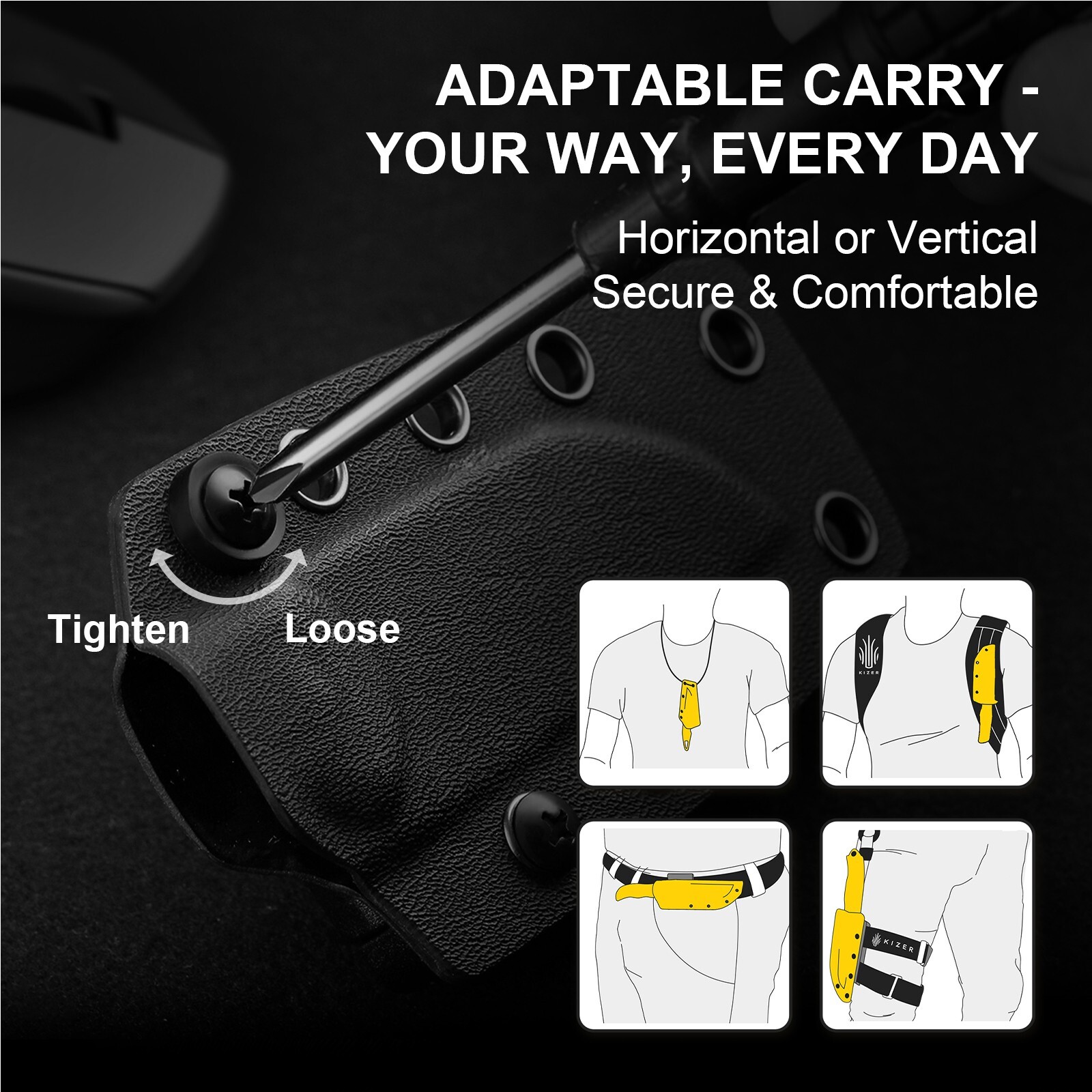 Kizer Drop Bear Clip Point Fixed Knife 14C28N Blade Micarta Handle+Sheath