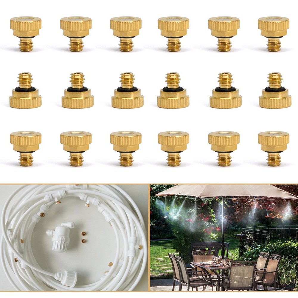 32 Pack Brass Misting Nozzle Replacement Heads for Outdoor Cooling System