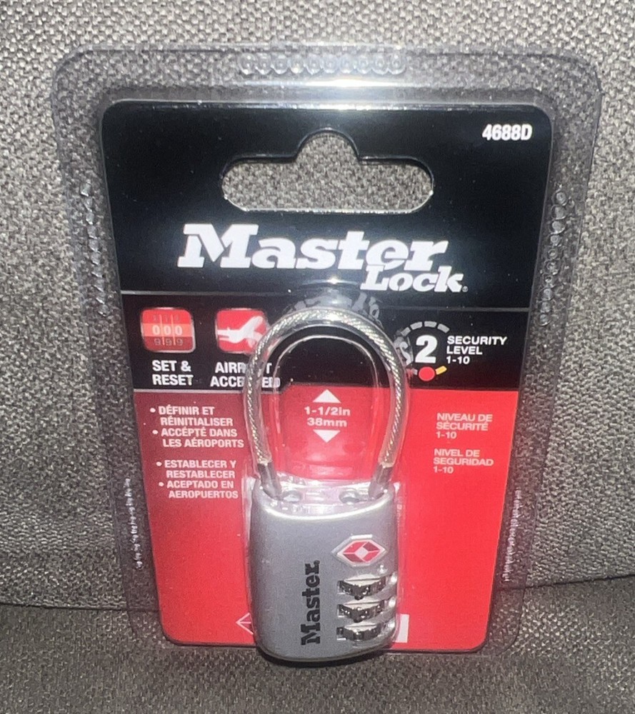 Master Lock 4688D Set Your Own Combination Tsa-accepted Cable Padlock{Silver}🔒