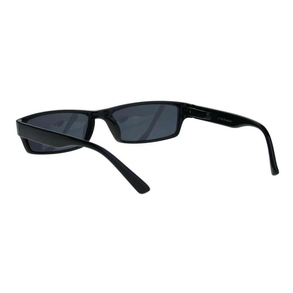 Small Rectangular Frame Sunglasses Spring Hinge Unisex Black UV 400