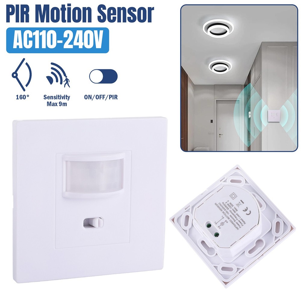 Auto On/Off Sensor Switch Motion Infrared PIR Occupancy Vacancy Wall Light Lamp