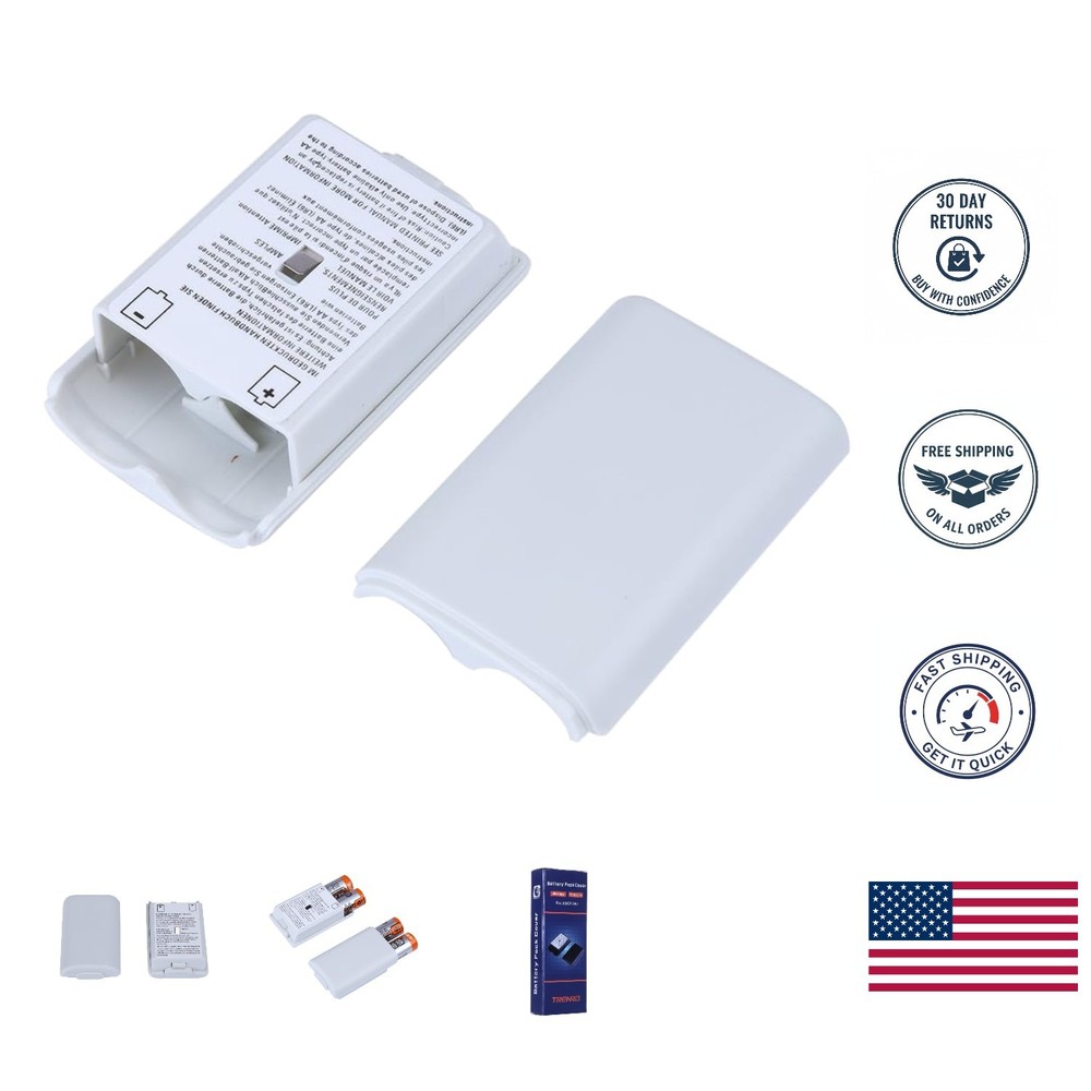 Compact White Battery Cover Shell Kit for Xbox 360 Wireless Controllers - 2 Pack