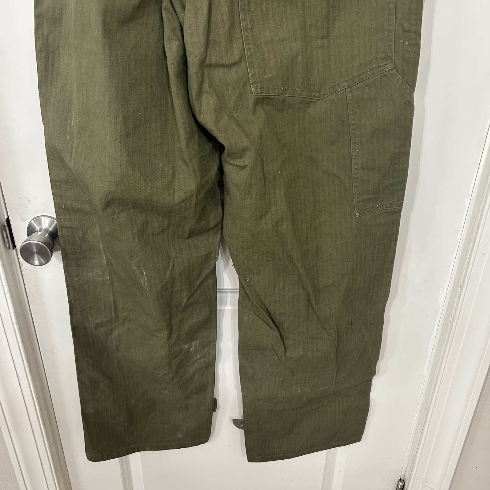 Vintage 1940s WW2 US Army HBT 13 Star Buttons Herringbone Coveralls Jumpsuit 34R