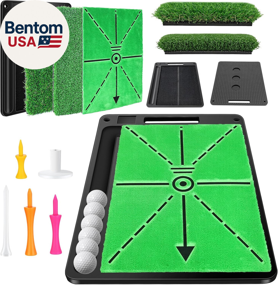 Golf Hitting Mat, 3-In-1 Golf Practice Mat, Replaceable Turf Golf Training Mats