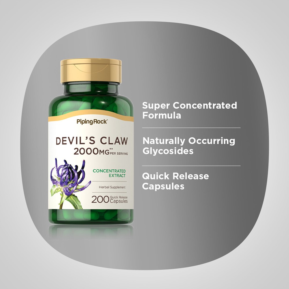 Devils Claw 2000mg | 200 Capsules | Extract Supplement | by Piping Rock
