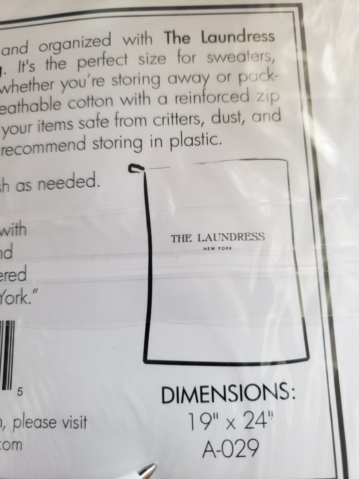 The Laundress - ALL PURPOSE STORAGE BAG - 1 pack - One Size Fits All - 19" x 24"