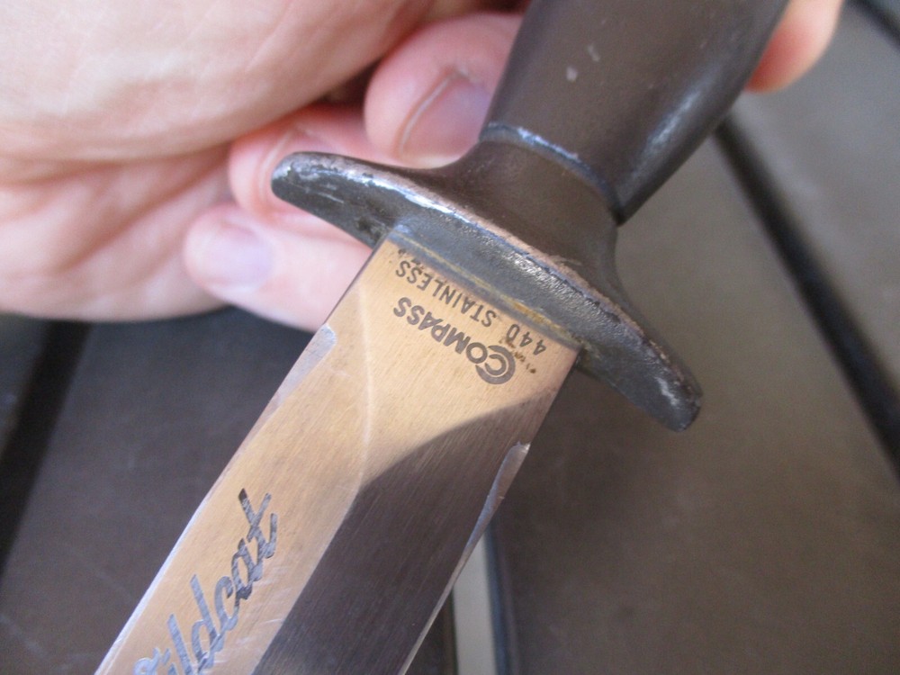Vtg Compass TEXAS WILDCAT Fixed Blade Boot Knife