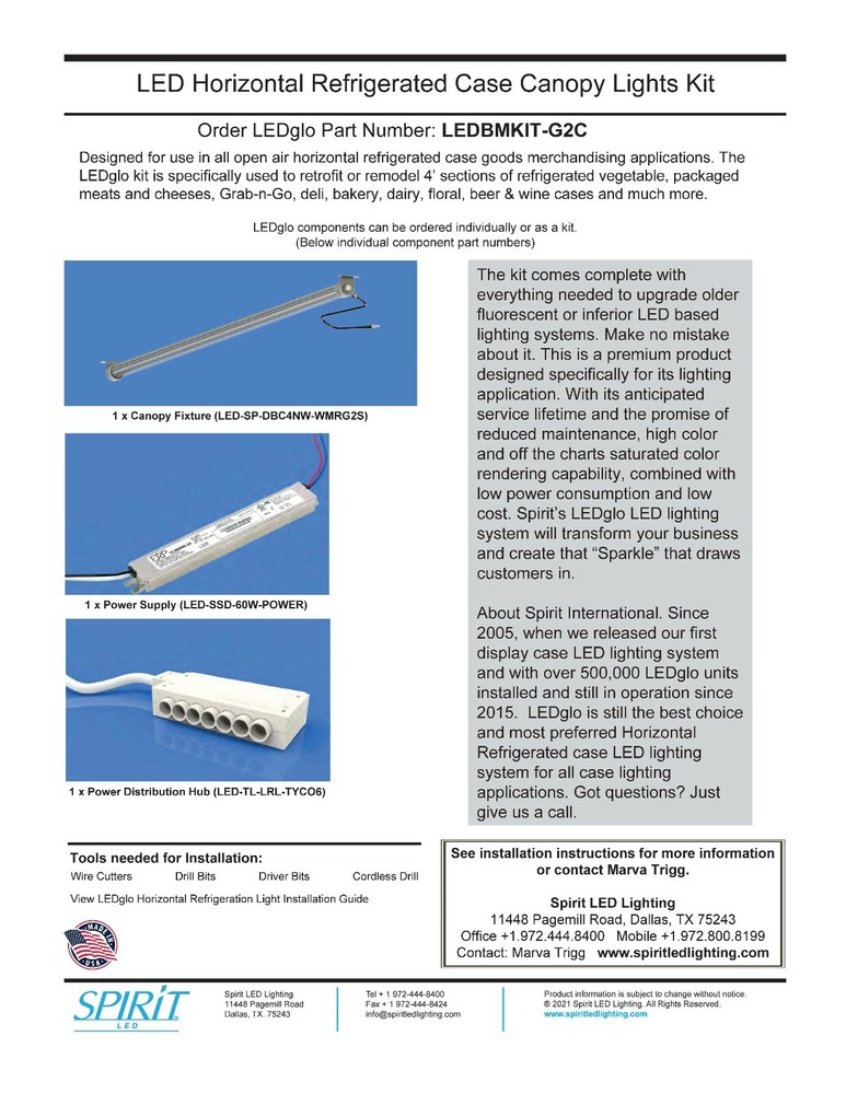 Horizontal Refrigerated Case 4' LED Canopy Lighting Kit