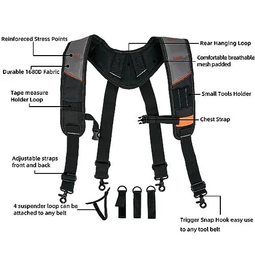 Tool Belt Suspenders Padded Carpenter Construction Electrician Work Suspender