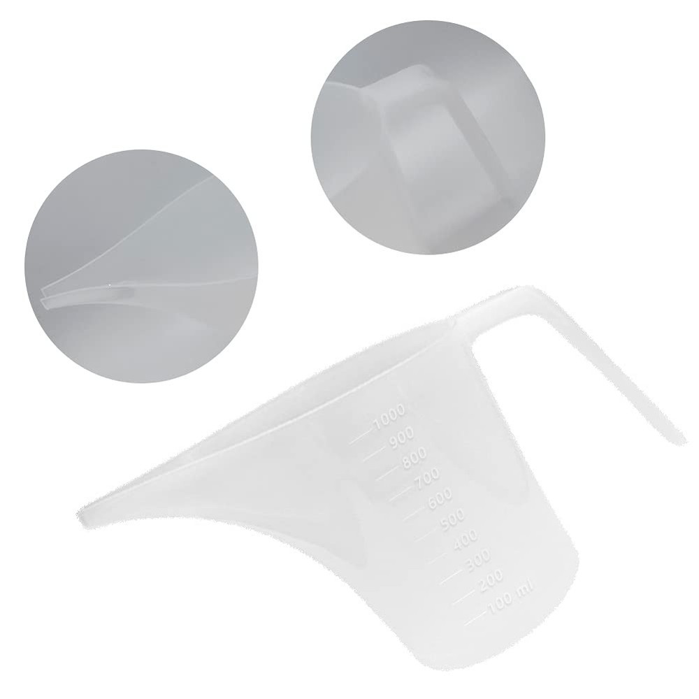 4 Pack Plastic Funnel Pitcher,Measuring Cup with Long 1000 ml, Clear