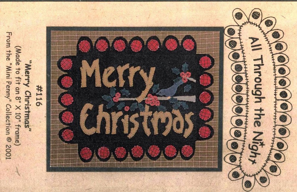 MERRY CHRISTMJAS PENNY RUG PATTERN- ALL THROUGH THE NIGHT