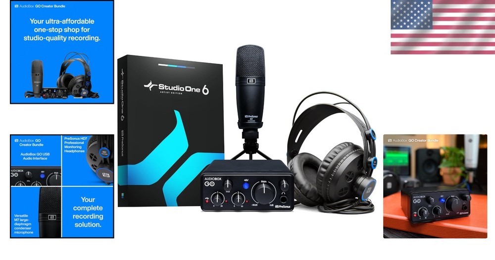 Professional Audio Recording Bundle with USB Interface & Studio One Software