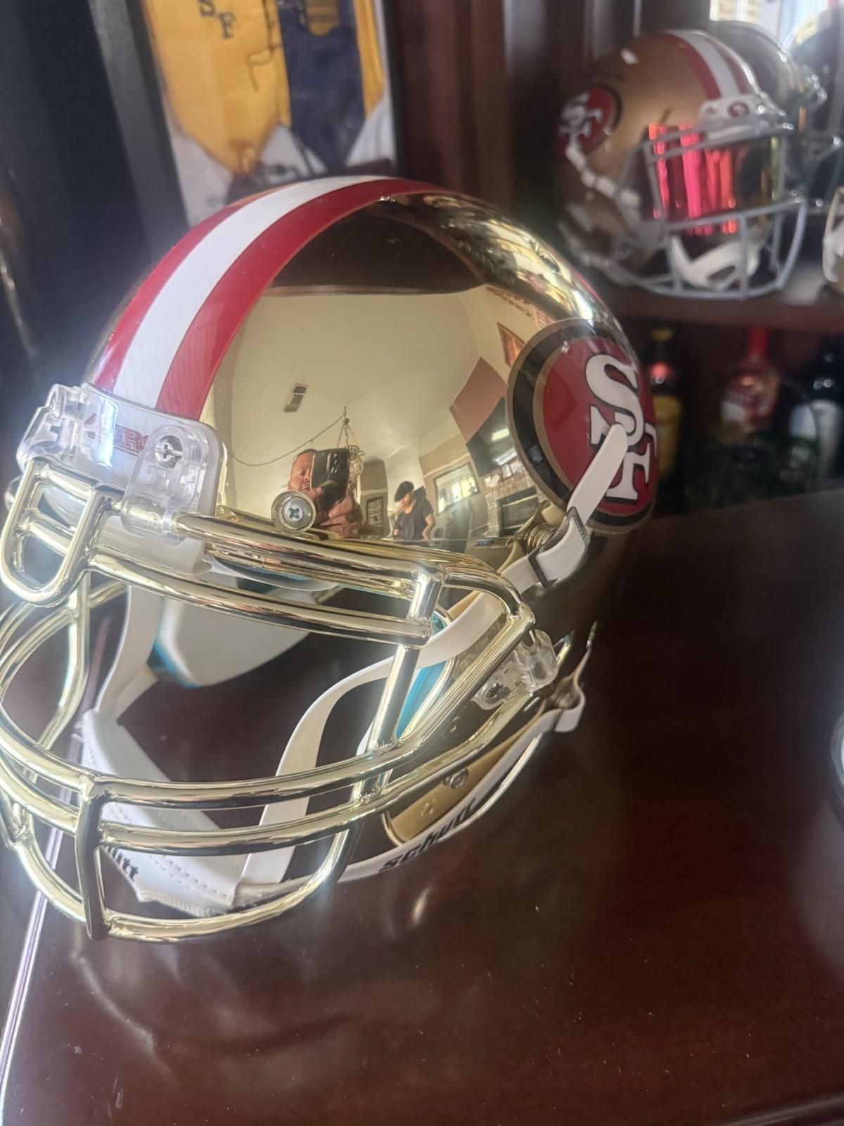 SAN FRANCISCO 49ERS Full Size Chrome Authentic Gold Football Helmet -