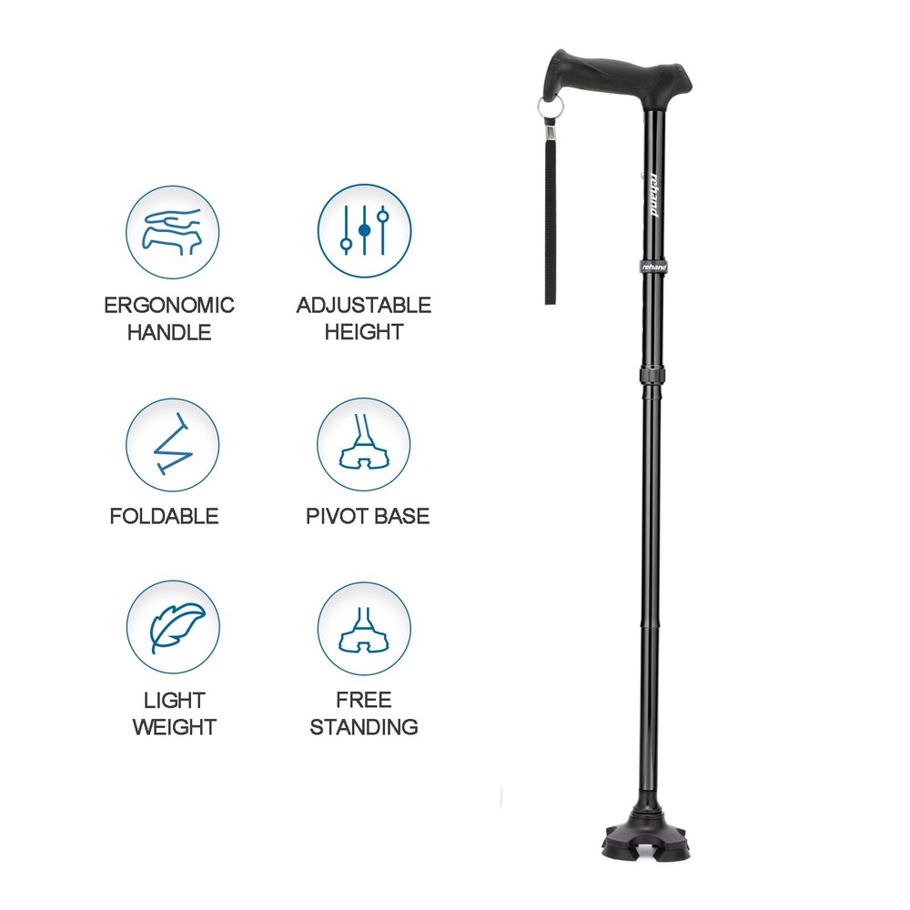 Walking Cane for Men & Women - Foldable Adjustable Lightweight Self Standing ...