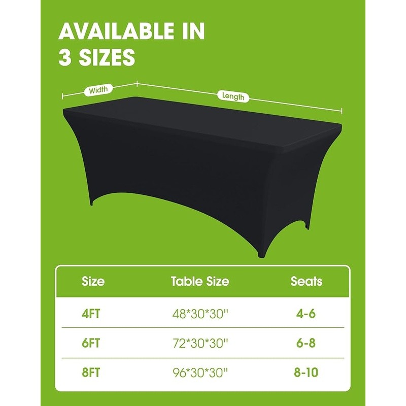 Fitted Spandex Tablecloths 6ft Rectangular Tables Outdoor Events Parties New