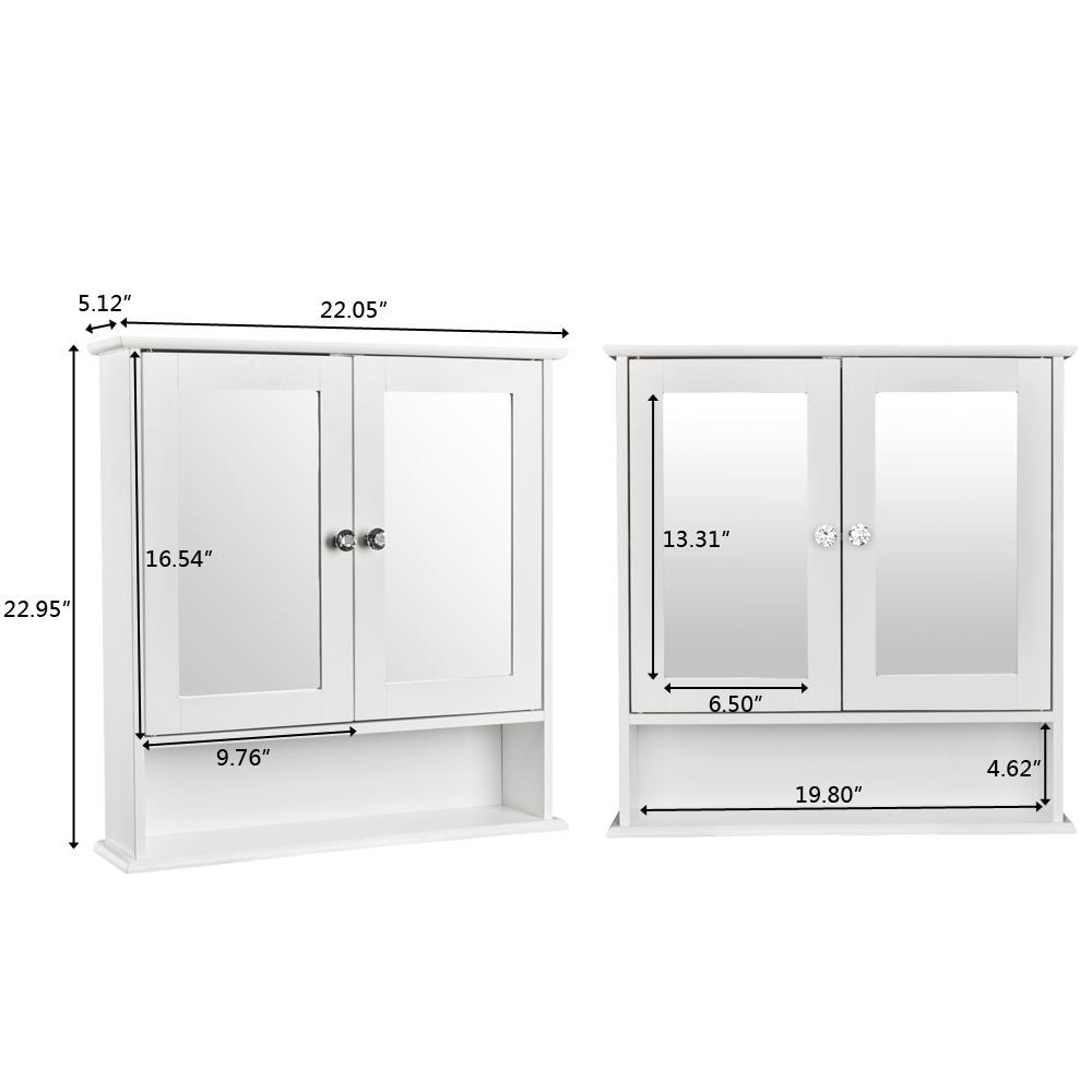 Bathroom Wall Mount Medicine Cabinet Storage Cabinet with 2 Mirror Door 3 Shelf