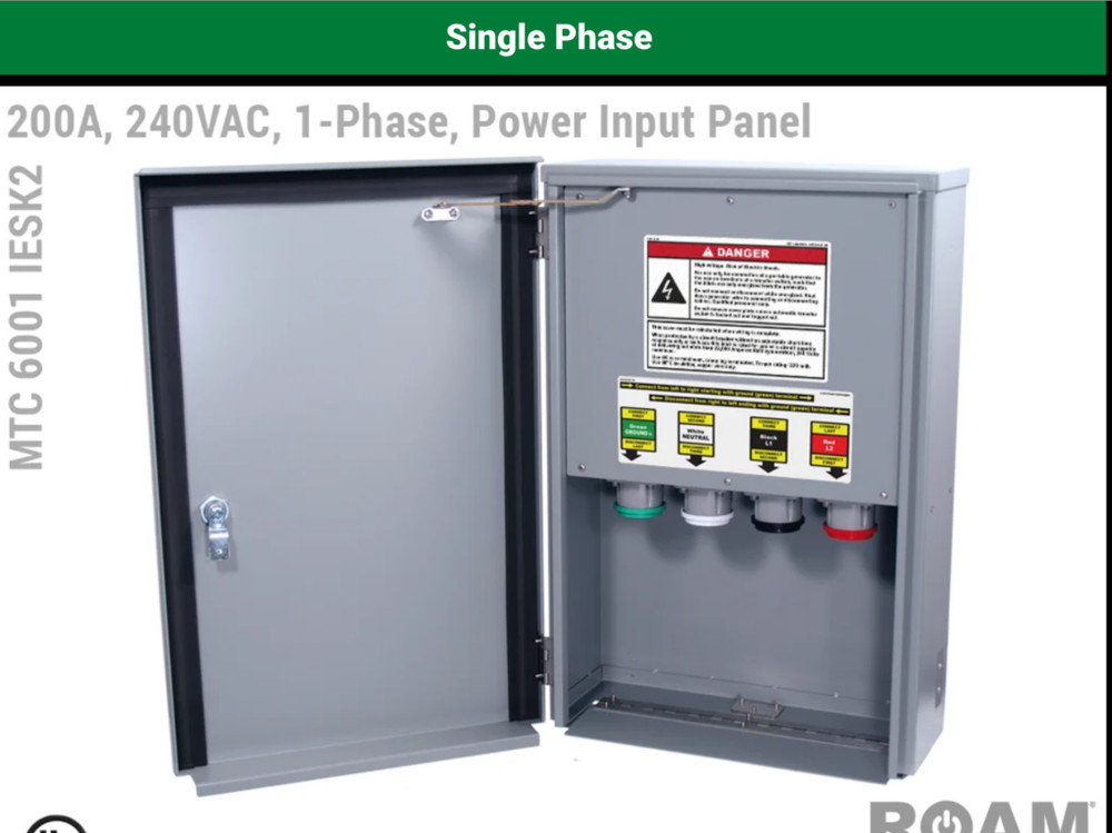 ROAM Power Input Panel Box Inlet Box Single Phase 200A MTC 6001 IESK2 1882 7A