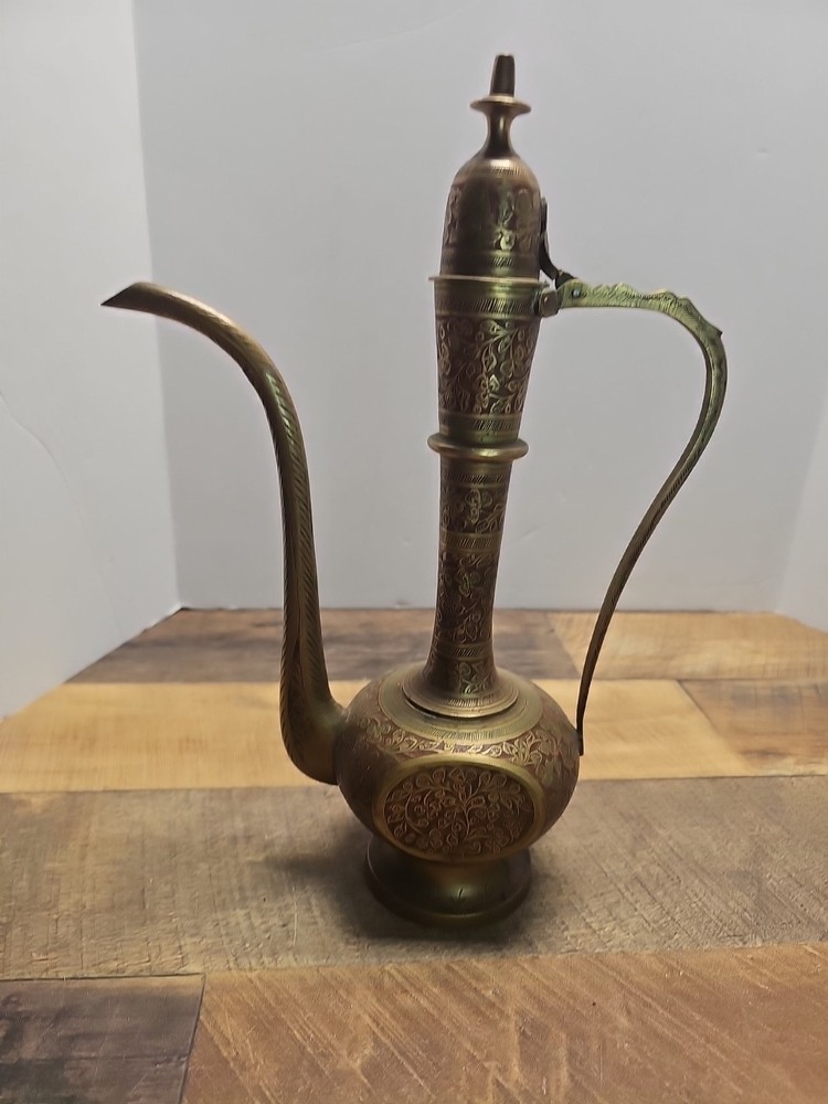 Vintage Middle Eastern Brass Tea Pot Pitcher