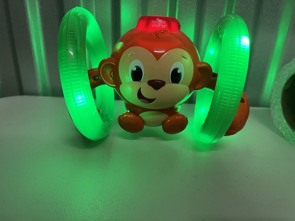Bright Starts Rolling Monkey Electronic Battery Rolls Moves Working