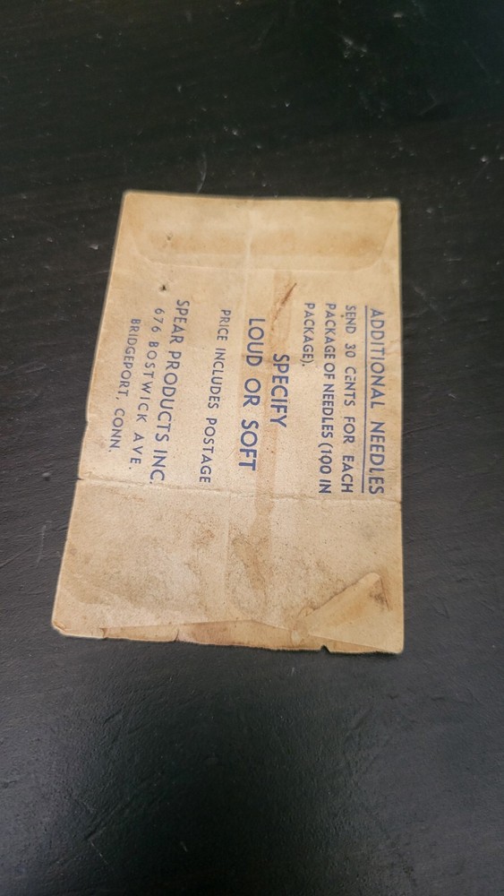 Spear Gramophone phonograph needle packet - empty