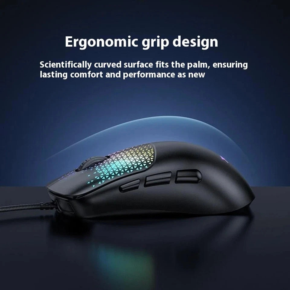 RGB Gaming Mouse Wired 7200 DPI 7 Programmable Buttons Optical PC Laptop