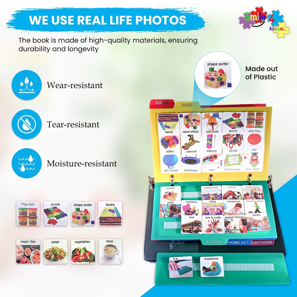 Small Real Visual Communication Book ADHD-Autism Picture Exchange Learning Tool