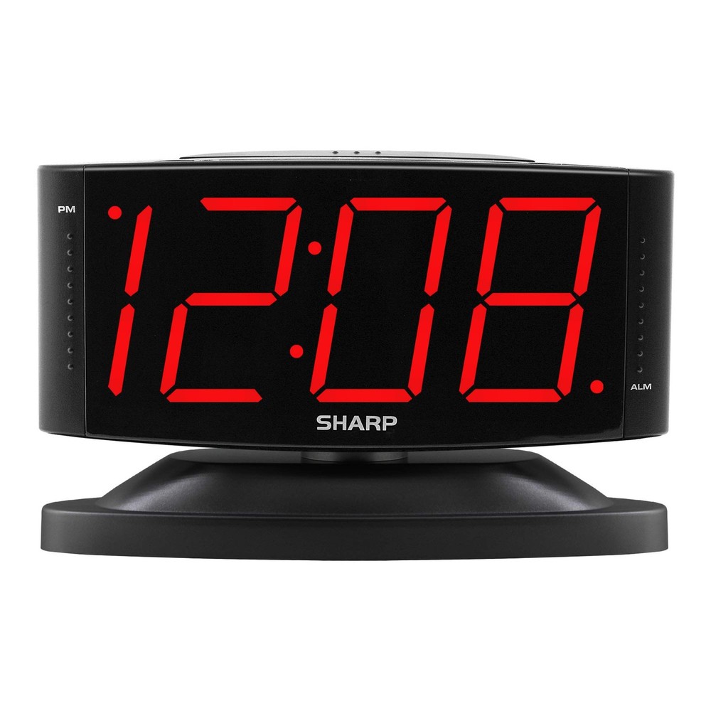 Sharp Home LED Digital Alarm Clock – Swivel Base Small, Red Led - Black Case