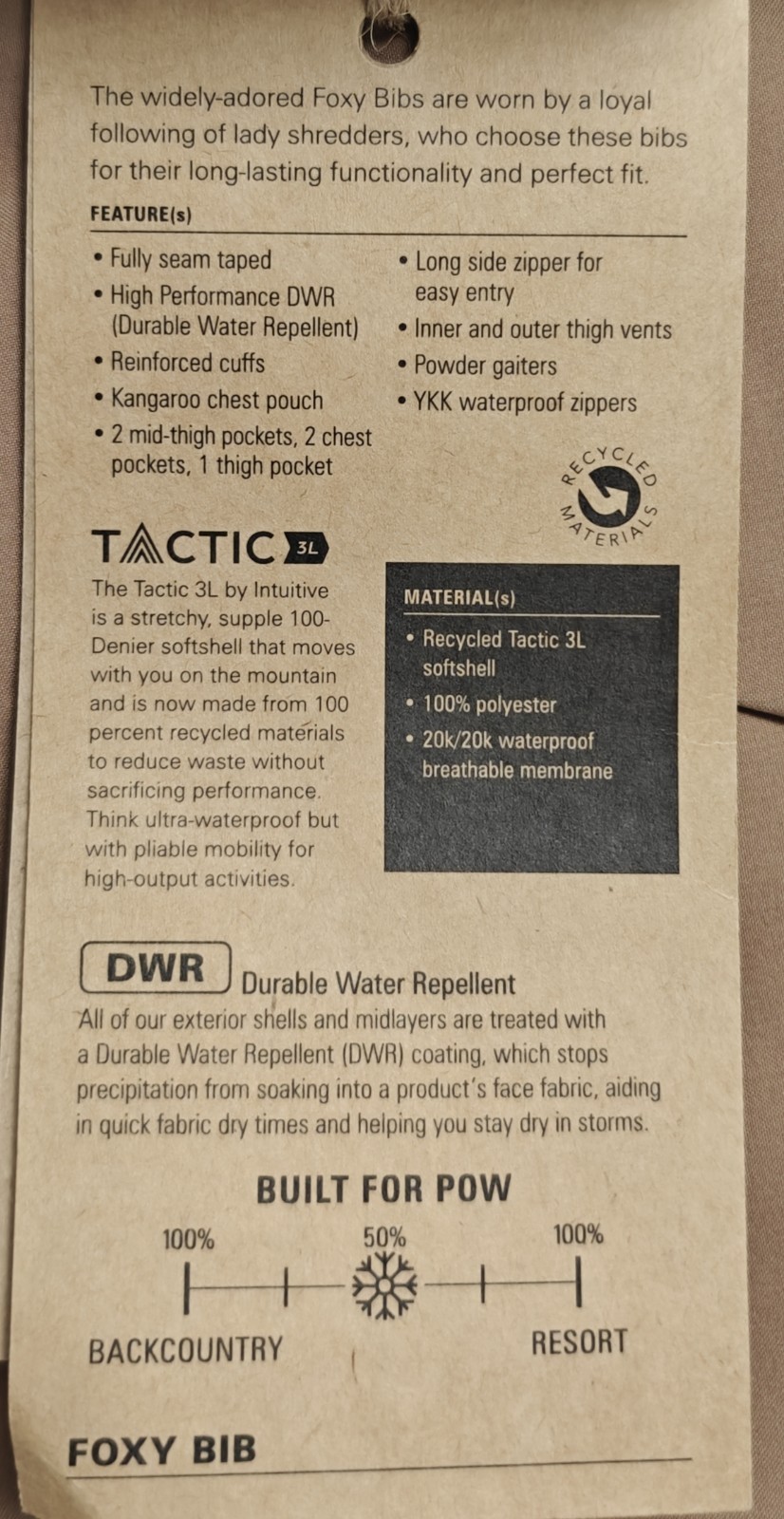 Flylow Women’s Foxy Bib Overalls In Chai/khaki Tan XS