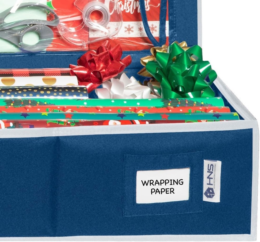 Underbed Gift Wrap Storage – 600D Organizer for Holidays, Dark Blue