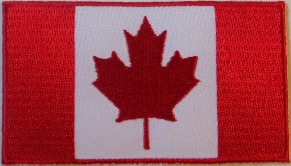 CANADIAN MAPLE LEAF FLAG BIKER PATCH - RED & WHITE VEST PATCH  - CANADA BIKER