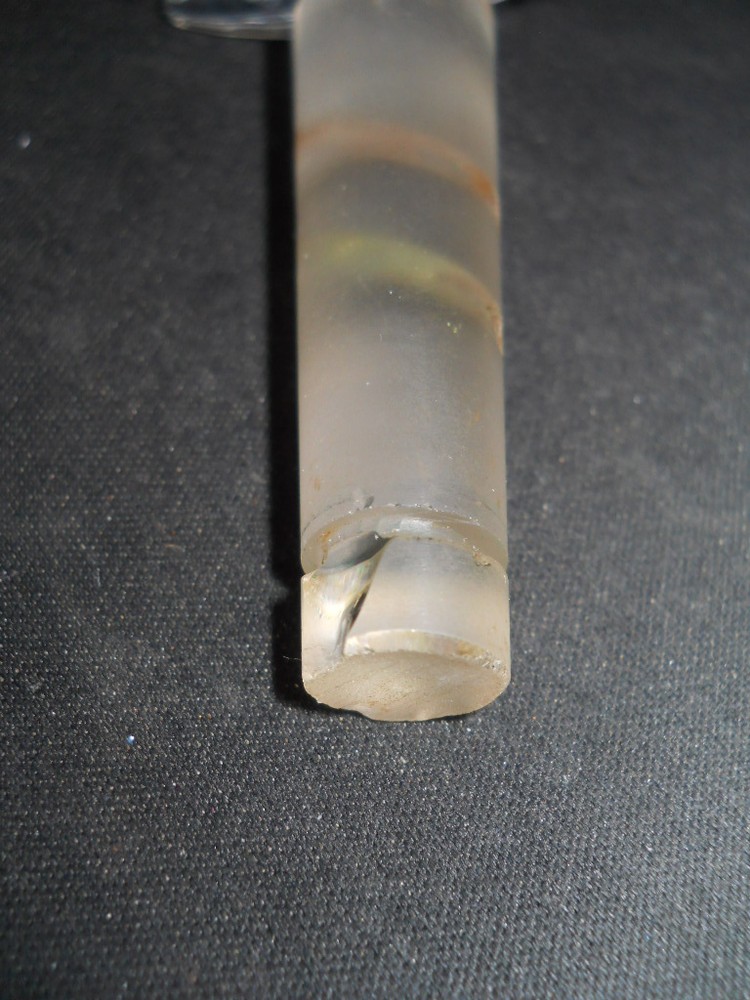Corning Pyrex Double Diagonal 3mm Bore Solid Glass Stopcock Plug, Chipped