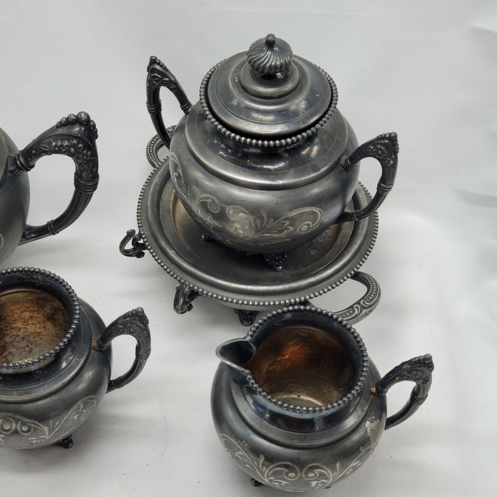 Antique Empire Mfg. Co. Quadruple Plated Teapot TEA SET