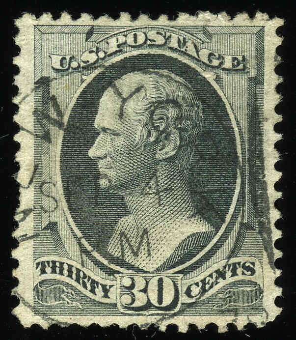US # 165  30¢ Hamilton, VF Used, One Short Perf.