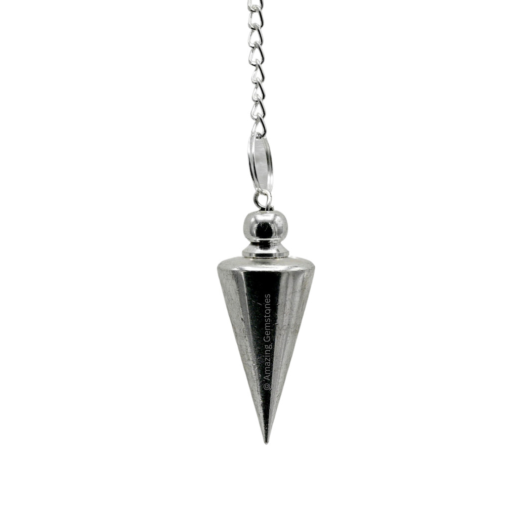 Metal Silver Flat Cone Steel Copper Pendulum for Divination